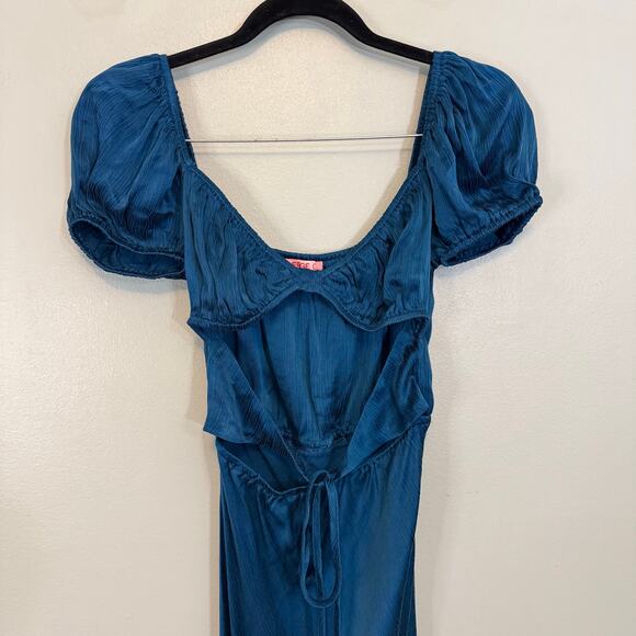 Verge Girl Au Revoir Dress Women 8 Blue Maxi Cut Out Formal Party Silky Wedding - Picture 4 of 11